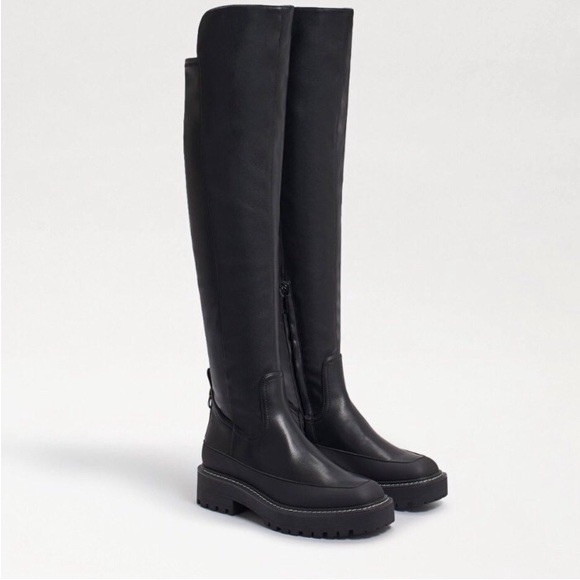 Sam Edelman Shoes - Sam Edelman Boots Lerue Lug Sole Faux Leather High Shaft Over Knee Boot size 8